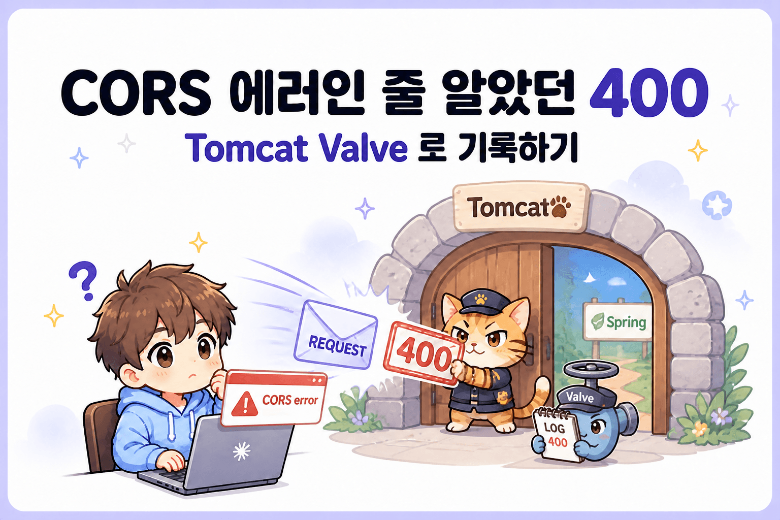 CORS 에러인 줄 알았던 400 — Tomcat 이 앞에서 끊은 요청을 Valve 로 기록하기